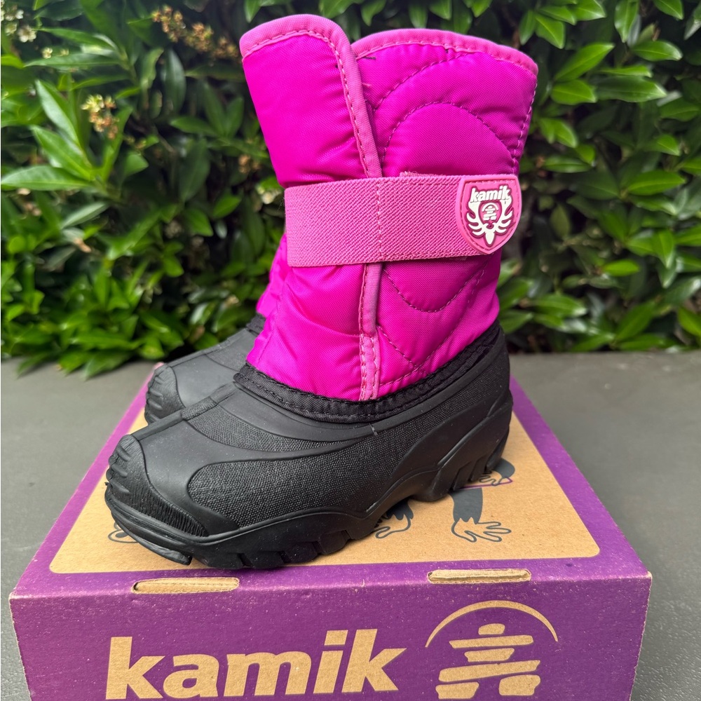 Kamik Kids Fuchsia and Black Kids' Boots size 10, new with box.